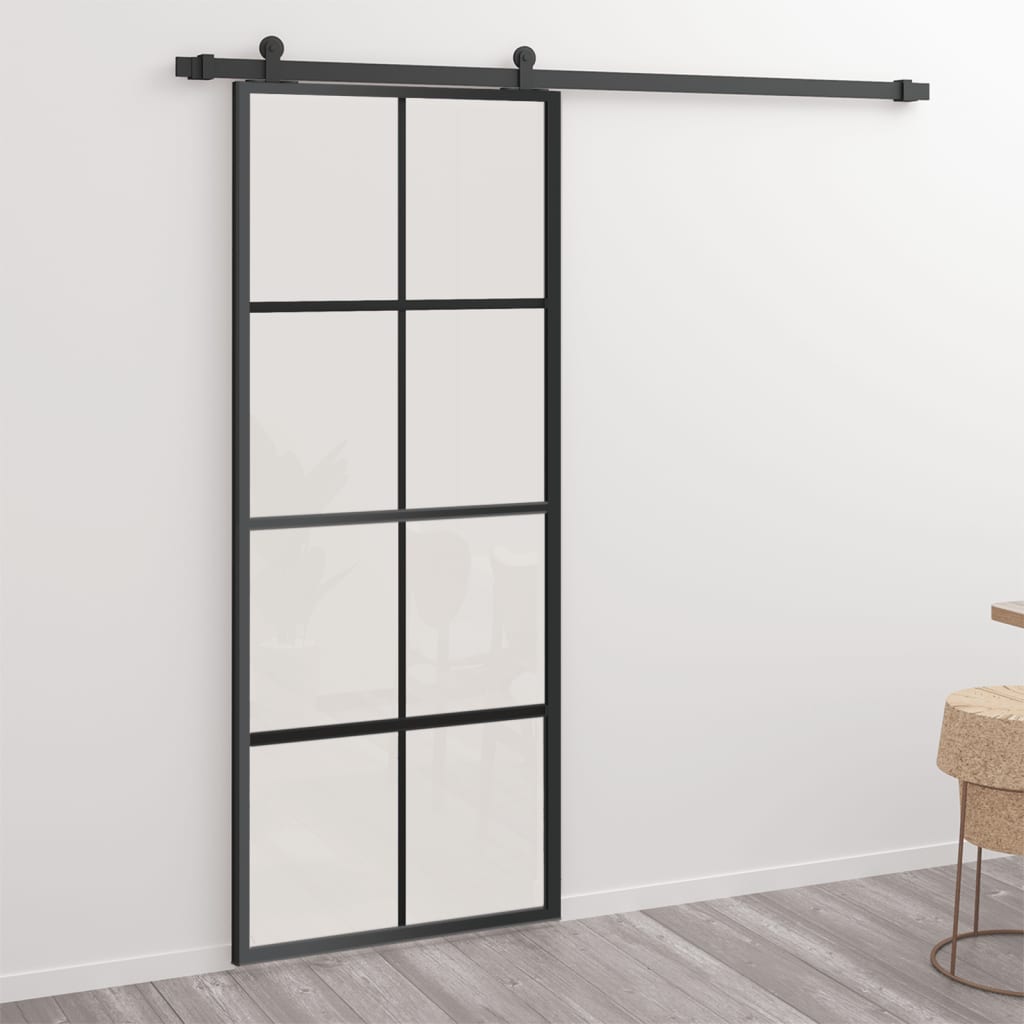 vidaXL Schuifdeur met hardware 76x205 cm aluminium en ESG-glas