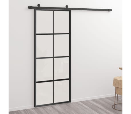 vidaXL Schuifdeur met hardware 76x205 cm aluminium en ESG-glas