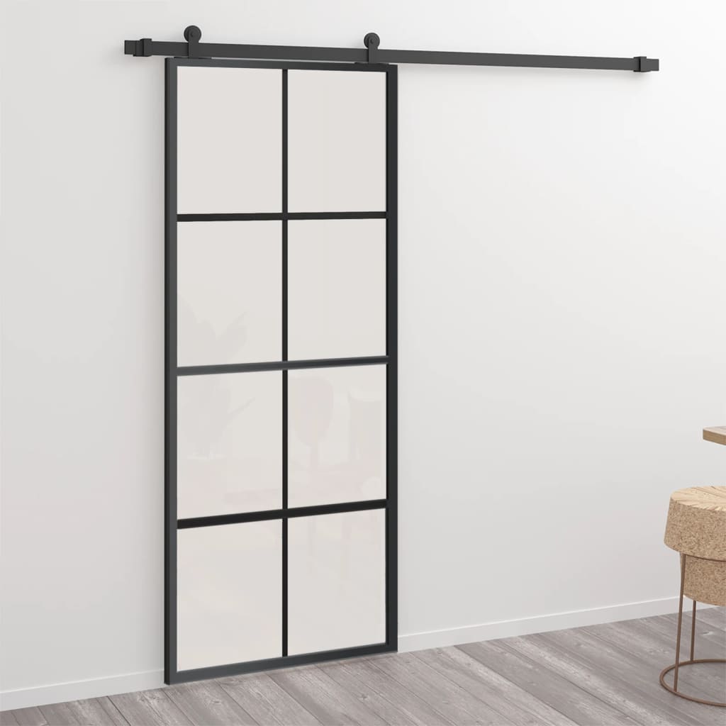 

vidaXL Schuifdeur met hardware 76x205 cm aluminium en ESG-glas