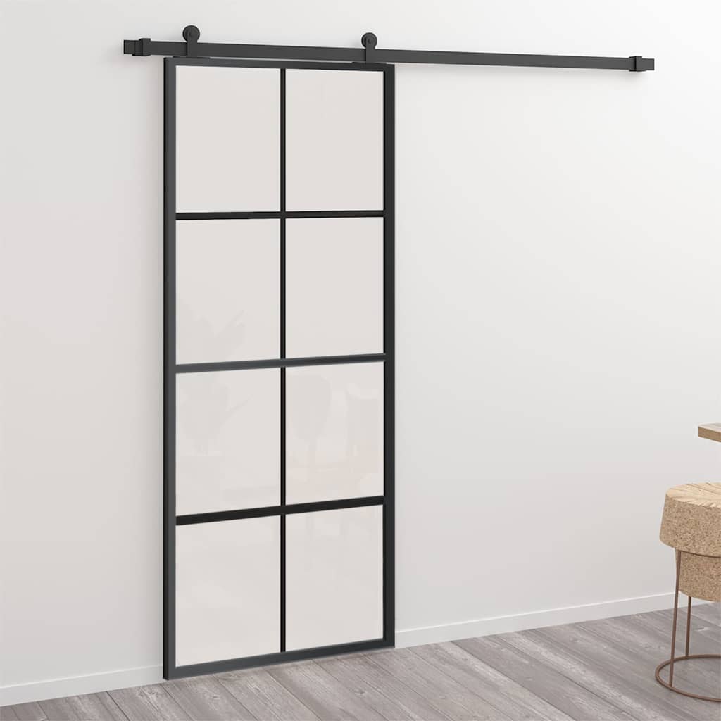 vidaXL Liukuovi alumiini ja ESG-lasi asennustarvikkeilla 76x205 cm