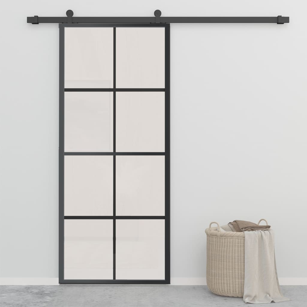 

vidaXL Schuifdeur met hardware 90x205 cm aluminium en ESG-glas