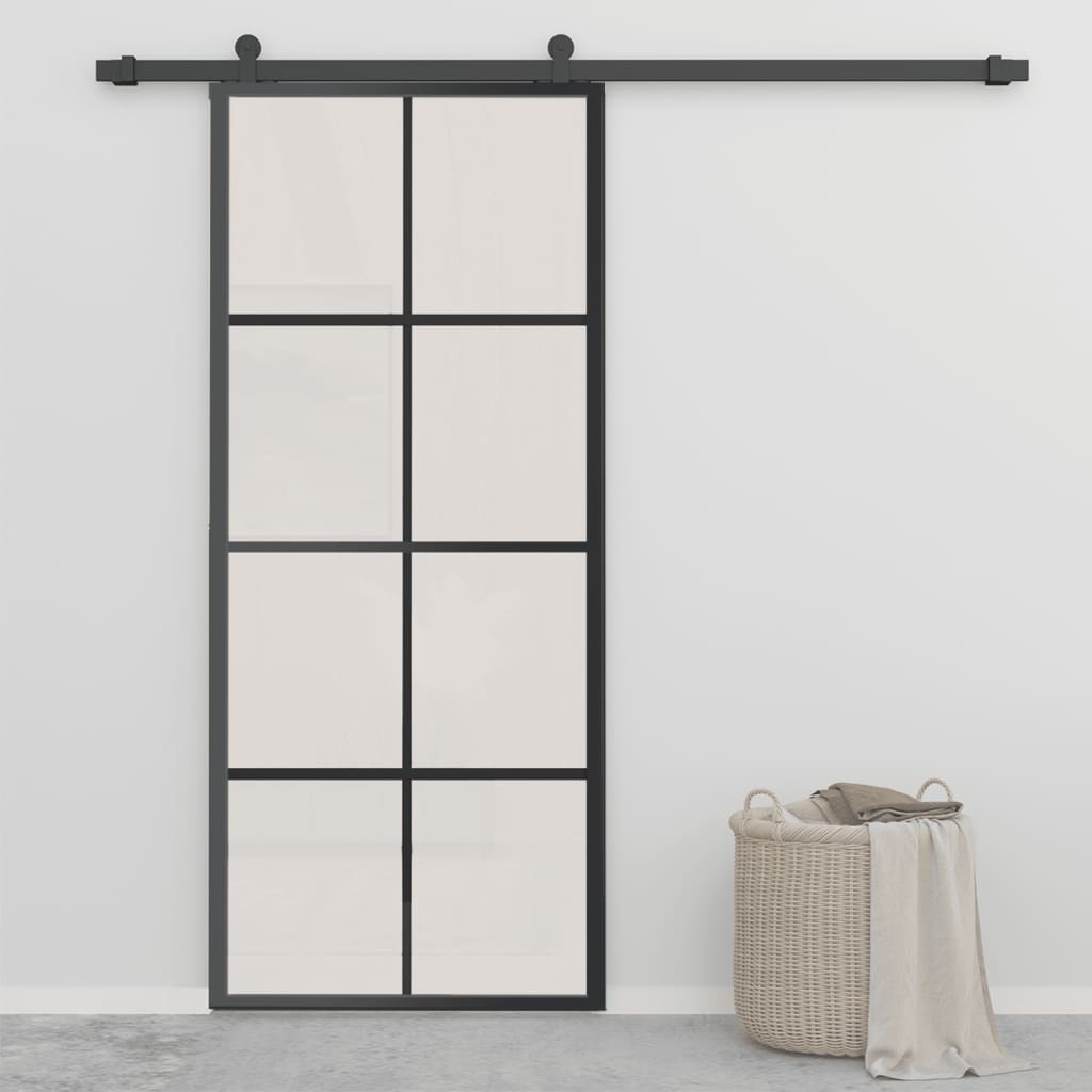 

vidaXL Schuifdeur met hardware 90x205 cm aluminium en ESG-glas