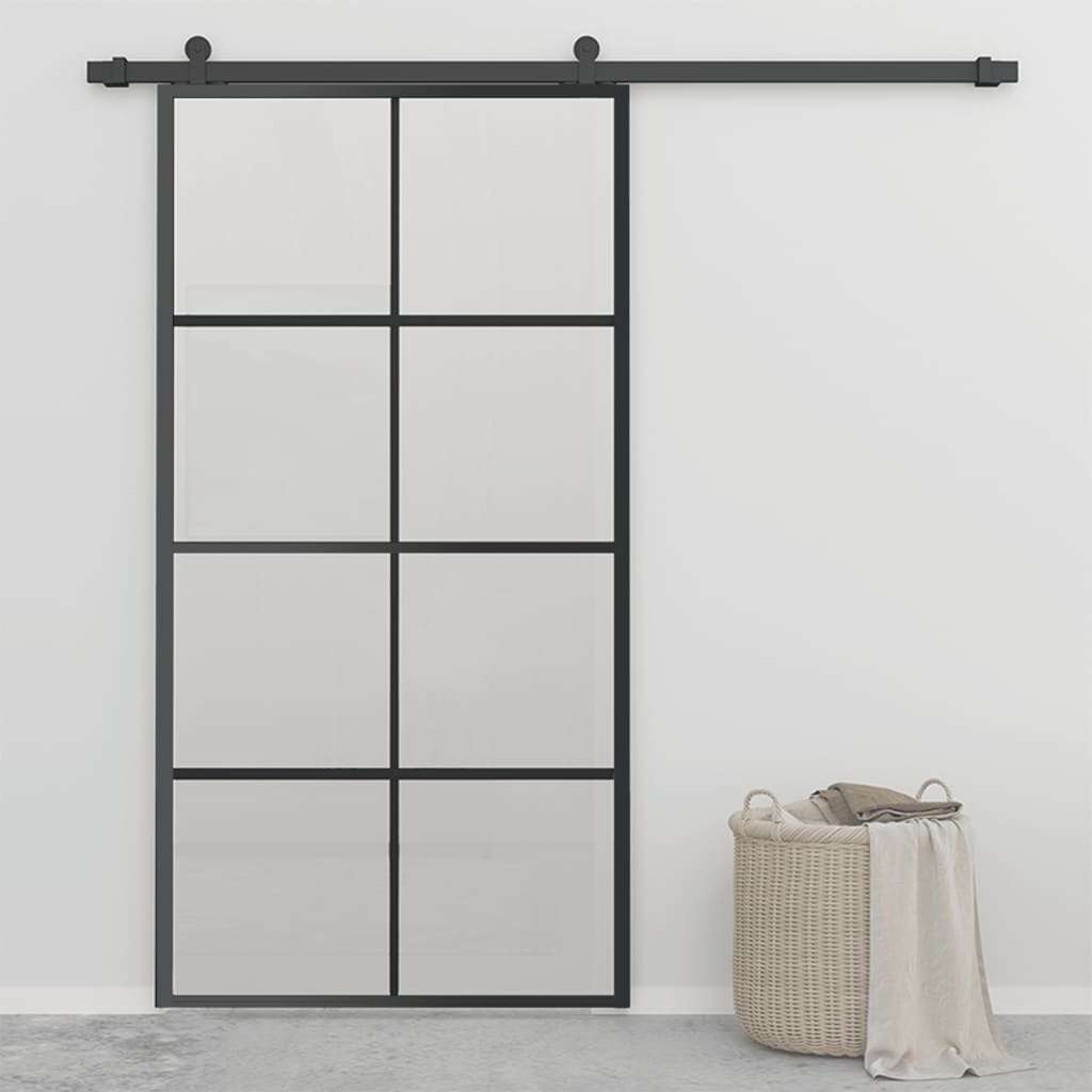 

vidaXL Schuifdeur met hardware 102,5x205 cm aluminium en ESG-glas