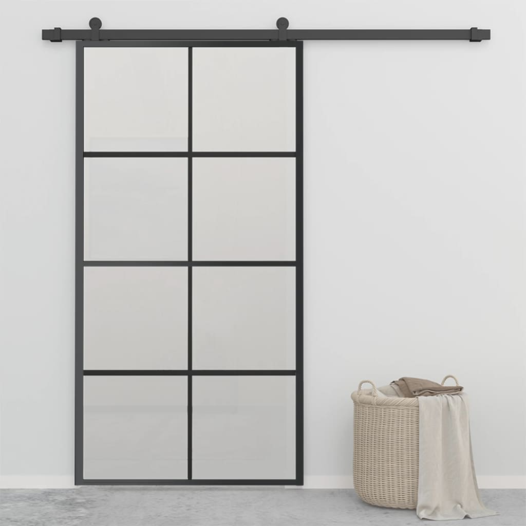 

vidaXL Schuifdeur met hardware 102,5x205 cm aluminium en ESG-glas