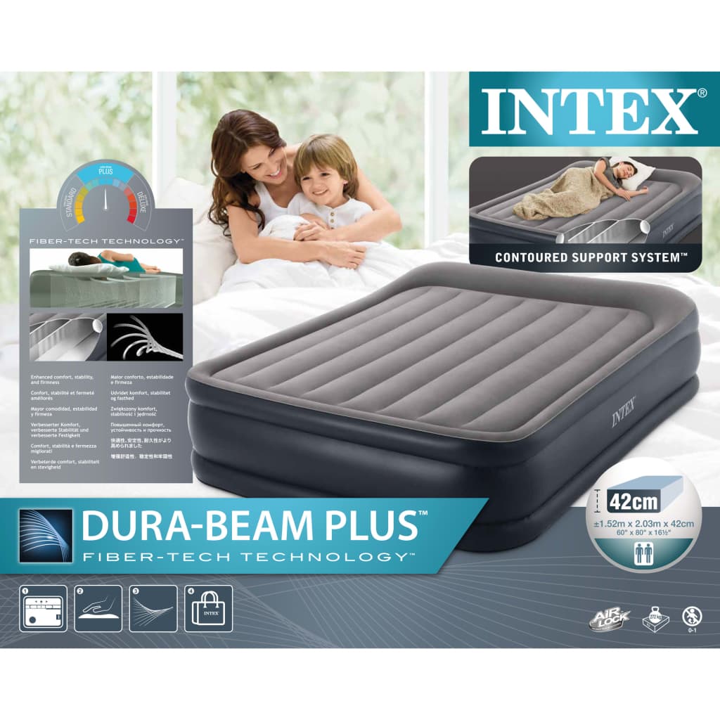 

INTEX Luchtbed Queen Deluxe Pillow Rest DURA-BEAM PLUS SERIES verhoogd