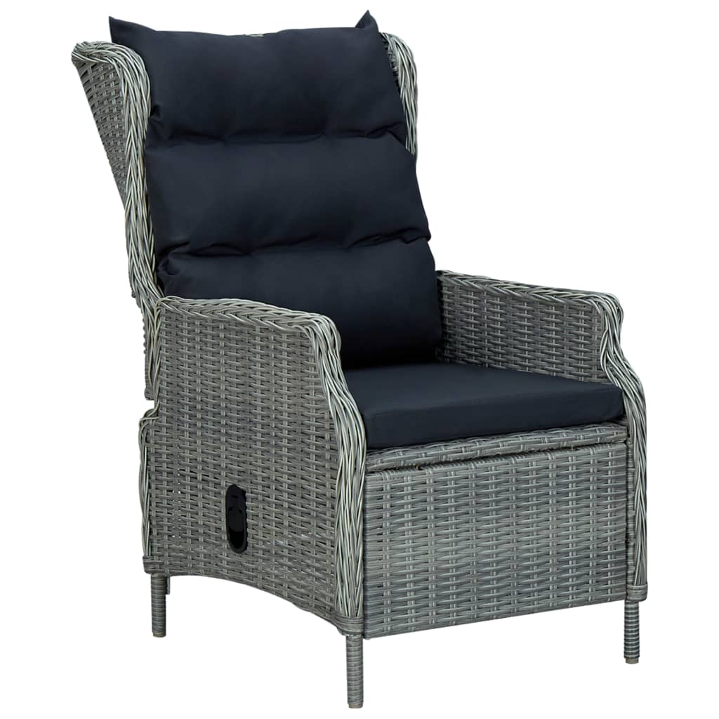 

vidaXL Reclining Patio Chair with Cushions Poly Rattan Light Gray