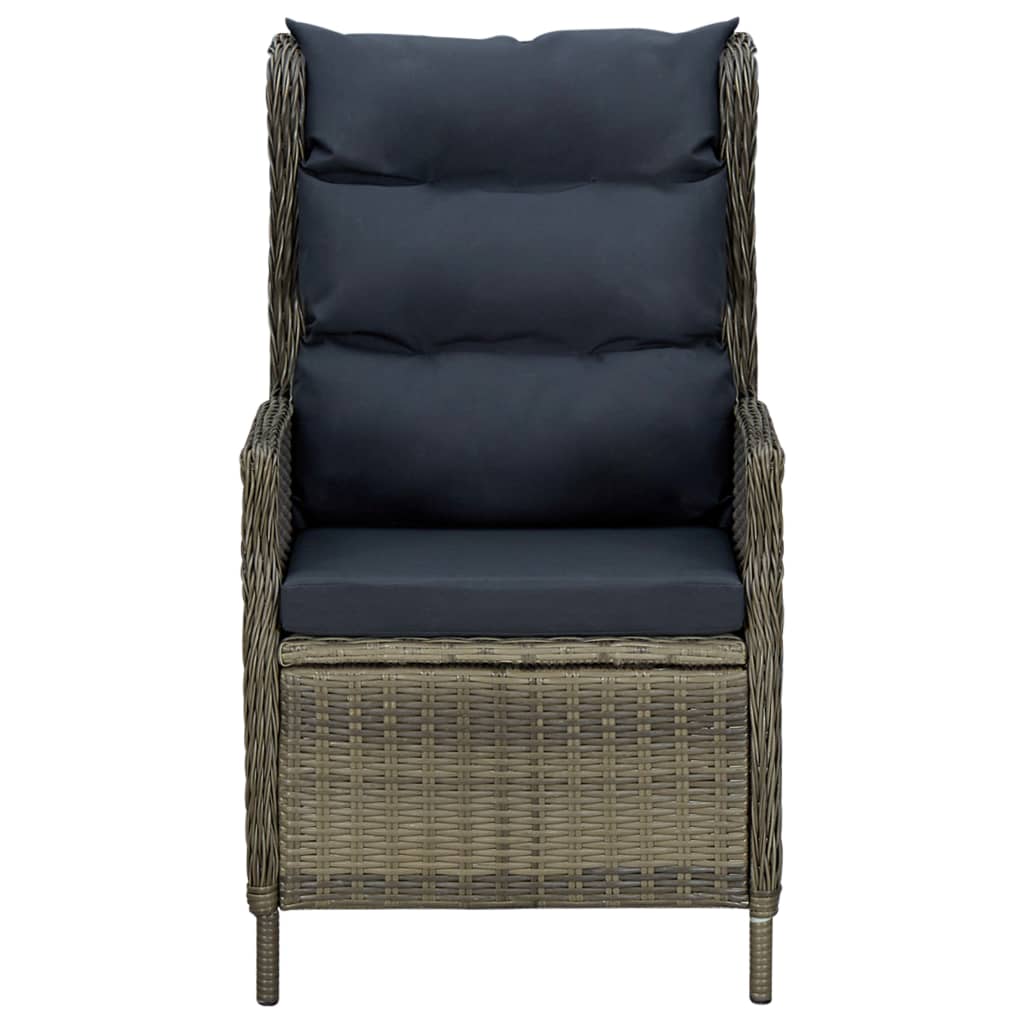 vidaXL Tuinstoel verstelbaar met kussens poly rattan bruin