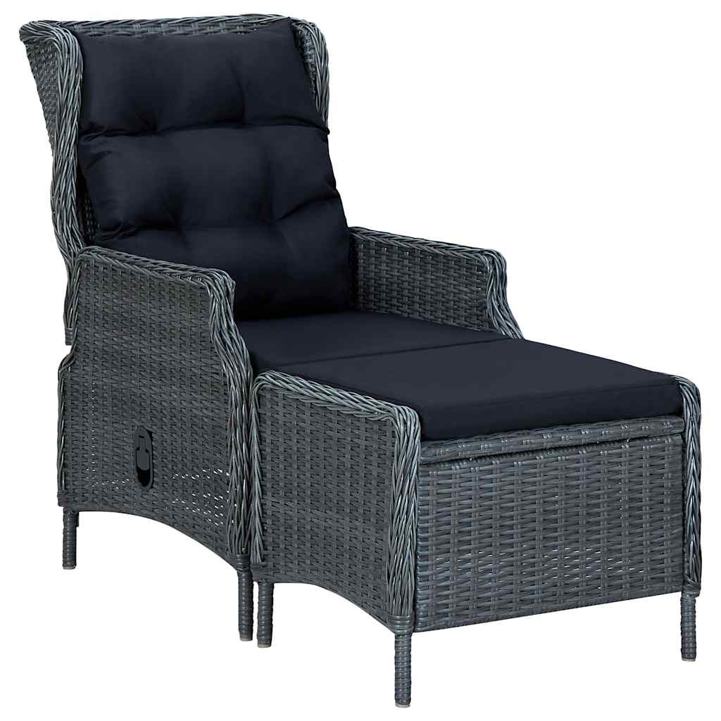 Thumbnail - vidaXL Gartensessel Verstellbar mit Fußhocker Poly-Rattan Dunkelgrau