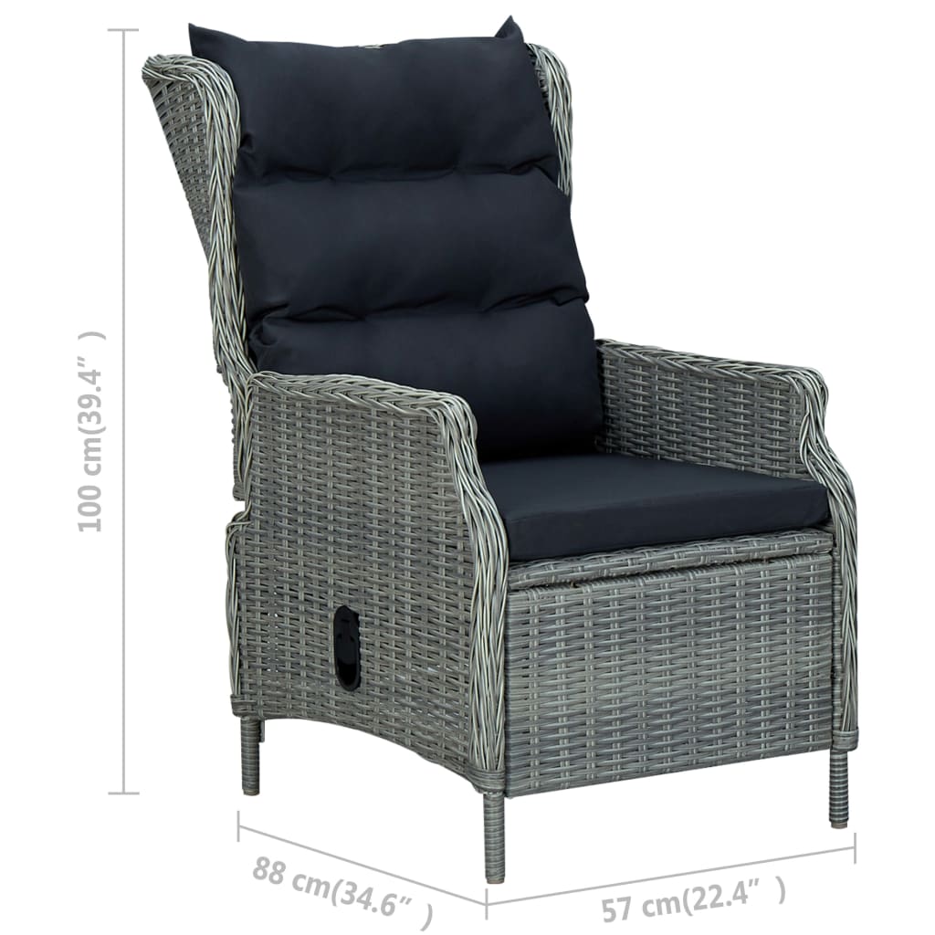 Outdoor Recliner Chair Patio Lounge Chair with Cushions Poly Rattan vidaXL - Picture 51 of 60