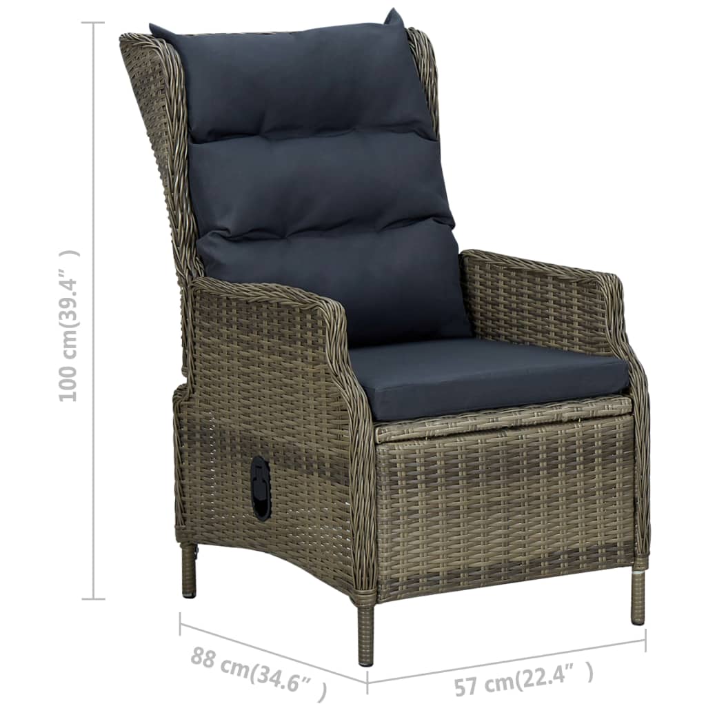 Outdoor Recliner Chair Patio Lounge Chair with Cushions Poly Rattan vidaXL - Picture 16 of 60