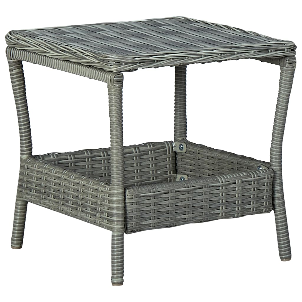 vidaXL havebord 45x45x46,5 cm polyrattan lysegrå