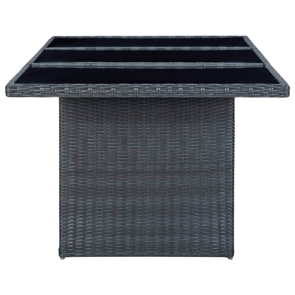 Thumbnail - vidaXL Gartentisch Dunkelgrau Poly Rattan und Hartglas