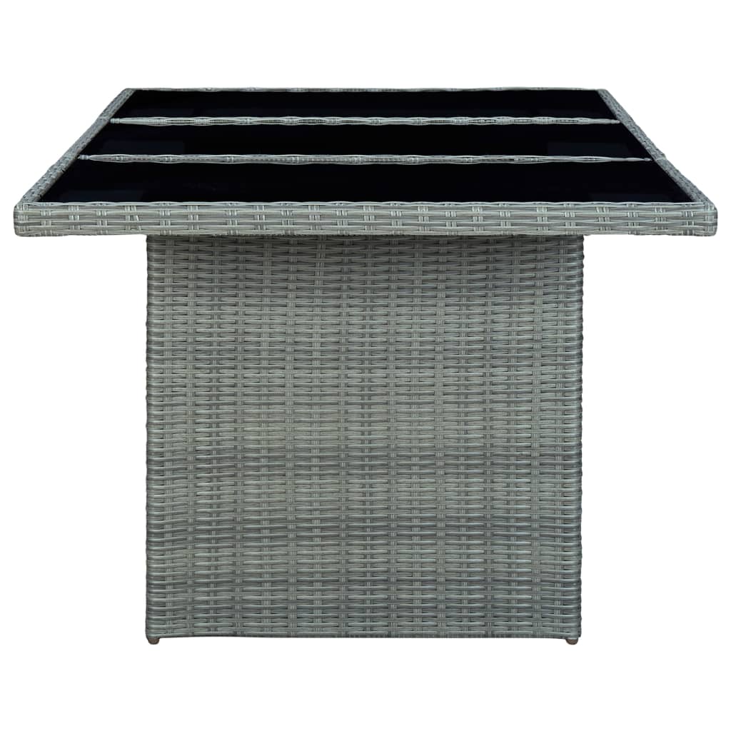 Thumbnail - vidaXL Gartentisch Hellgrau Poly Rattan und Hartglas
