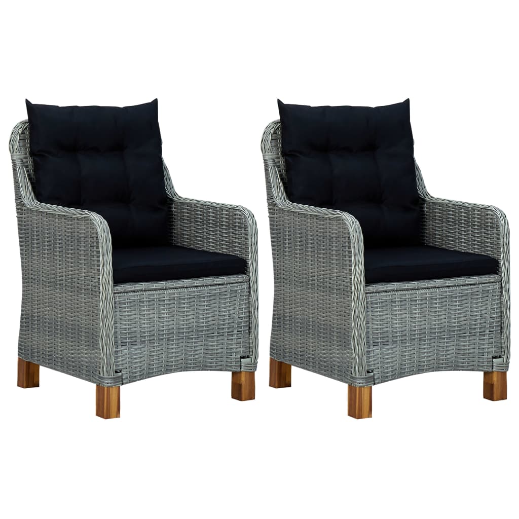 

vidaXL Patio Chairs with Cushions 2 pcs Poly Rattan Light Gray