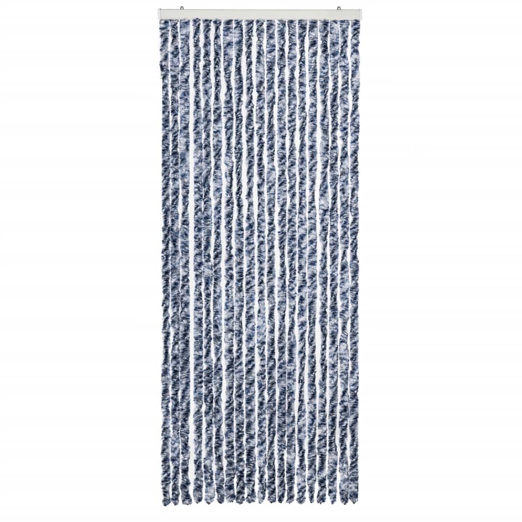 

vidaXL Vliegengordijn 56x200 cm chenille blauw en wit