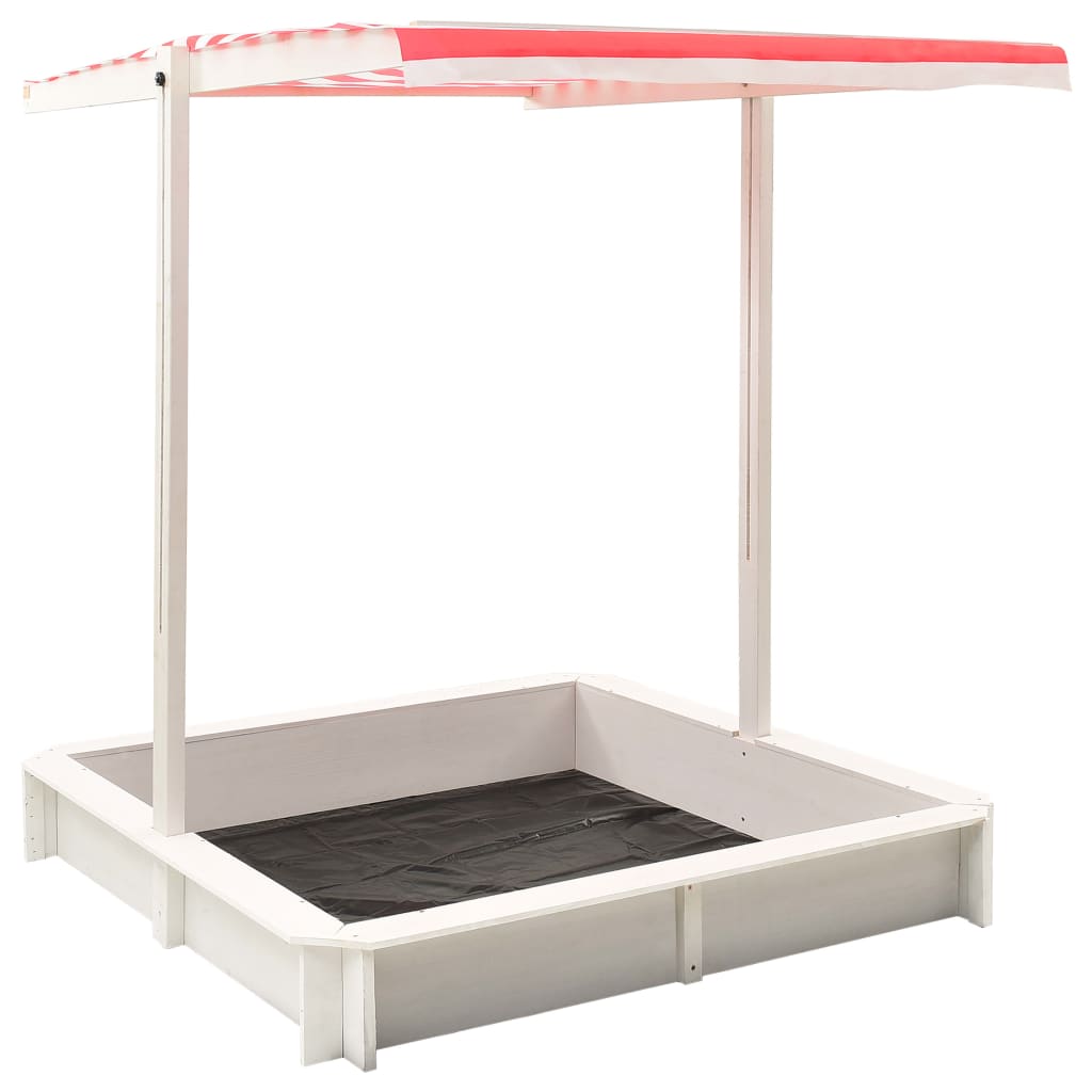 313888 Sandbox with Adjustable Roof Fir Wood White and Red UV50