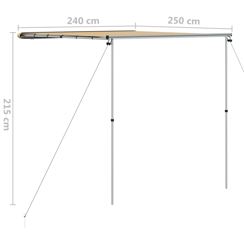 Bézs lakó- és kempingautó-árnyékoló 2,4 x 2,5 x 2,15 m 