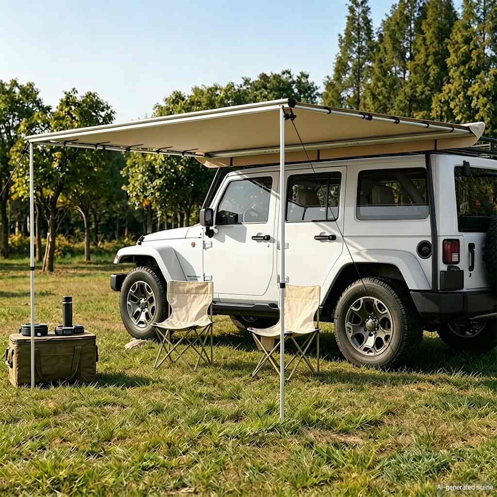 vidaXL Markise til bobil og campingvogn 3,6x2x2,15 m beige