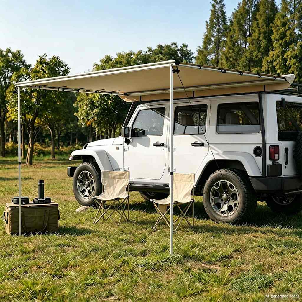 vidaXL Markise til bobil og campingvogn 4x3x2,15 m beige