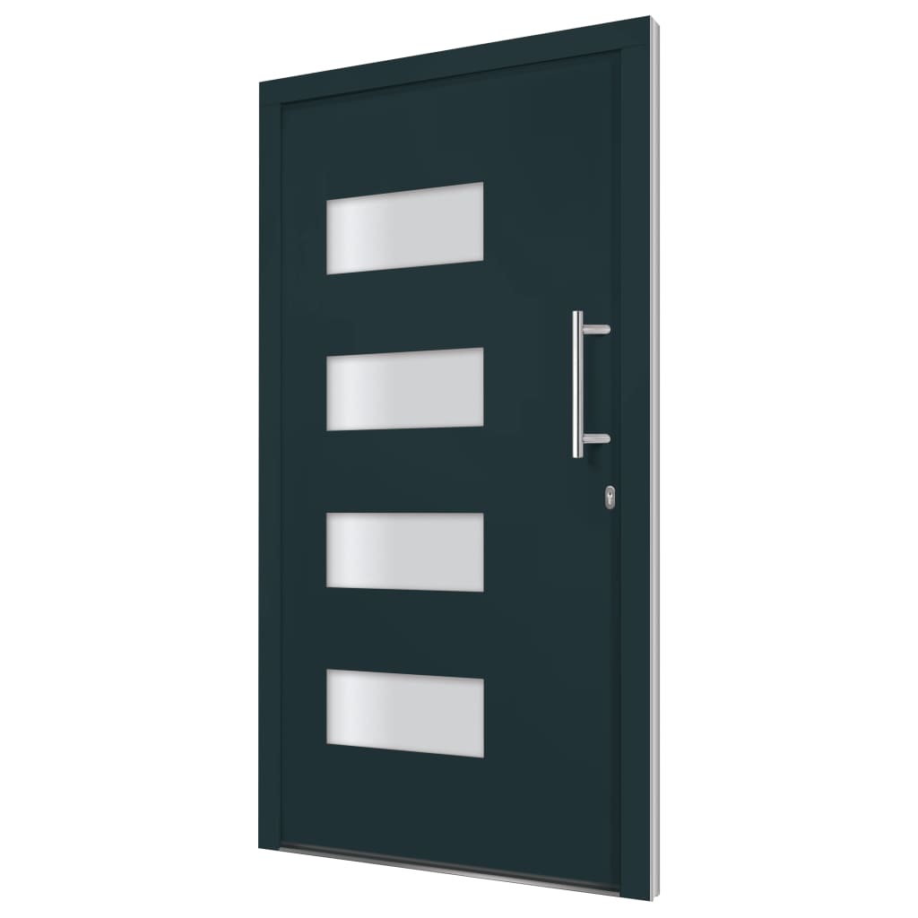 vidaXL Voordeur 100x200 cm aluminium en PVC antraciet afbeelding