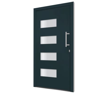 vidaXL Drzwi frontowe, aluminium i PVC, antracytowe, 110x210 cm