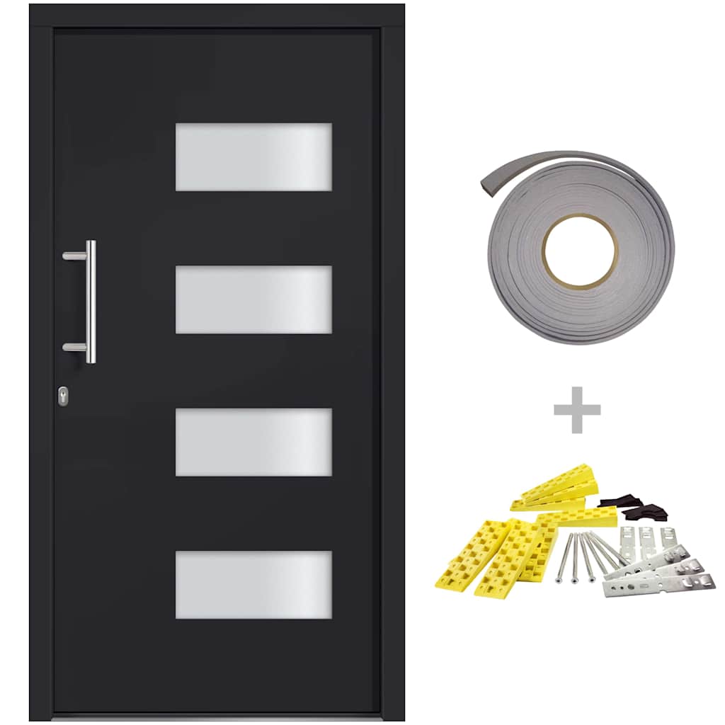 vidaXL Vchodové dveře hliník a PVC antracitové 100 x 210 cm