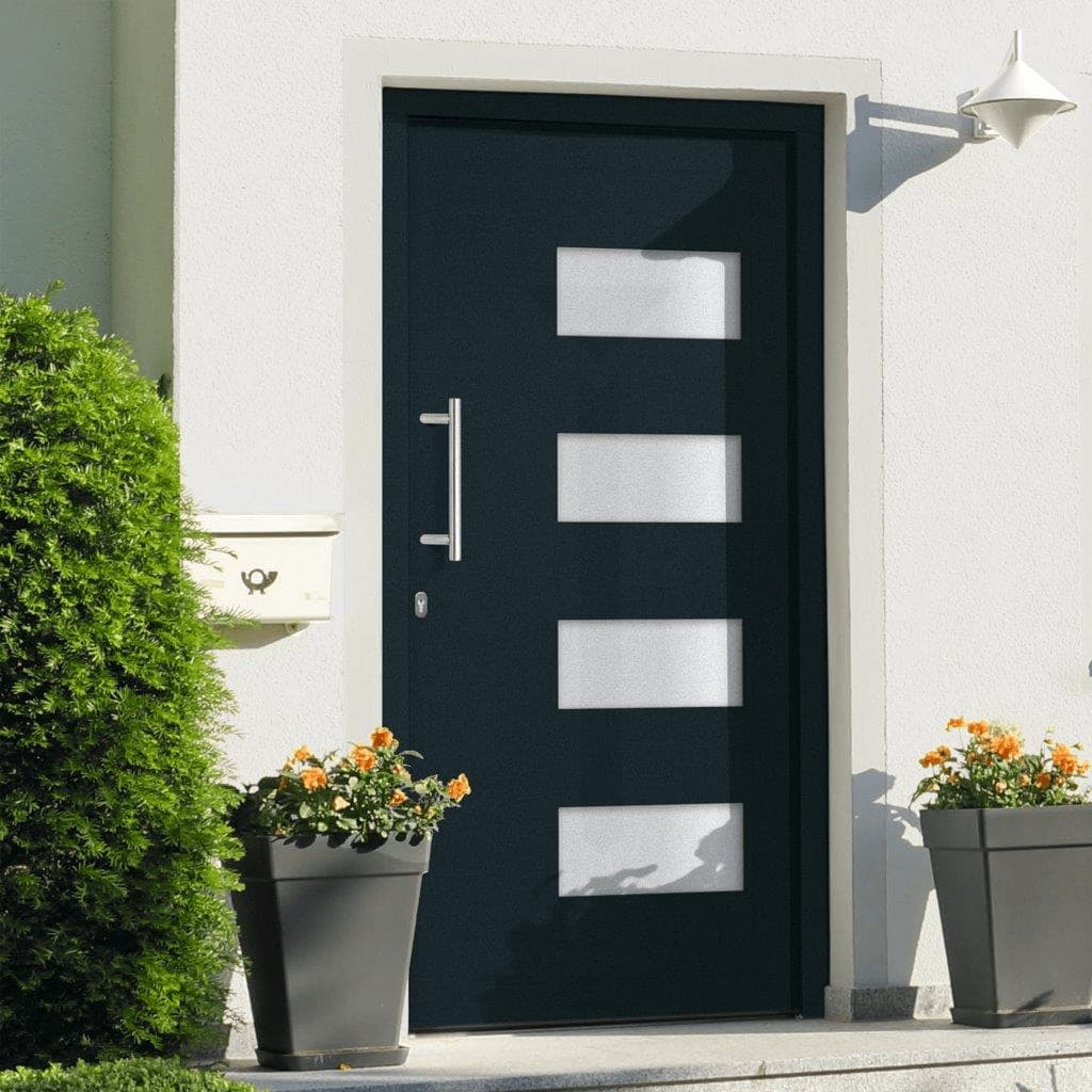 Porte d'entrée Aluminium et PVC Anthracite 110x210 cm