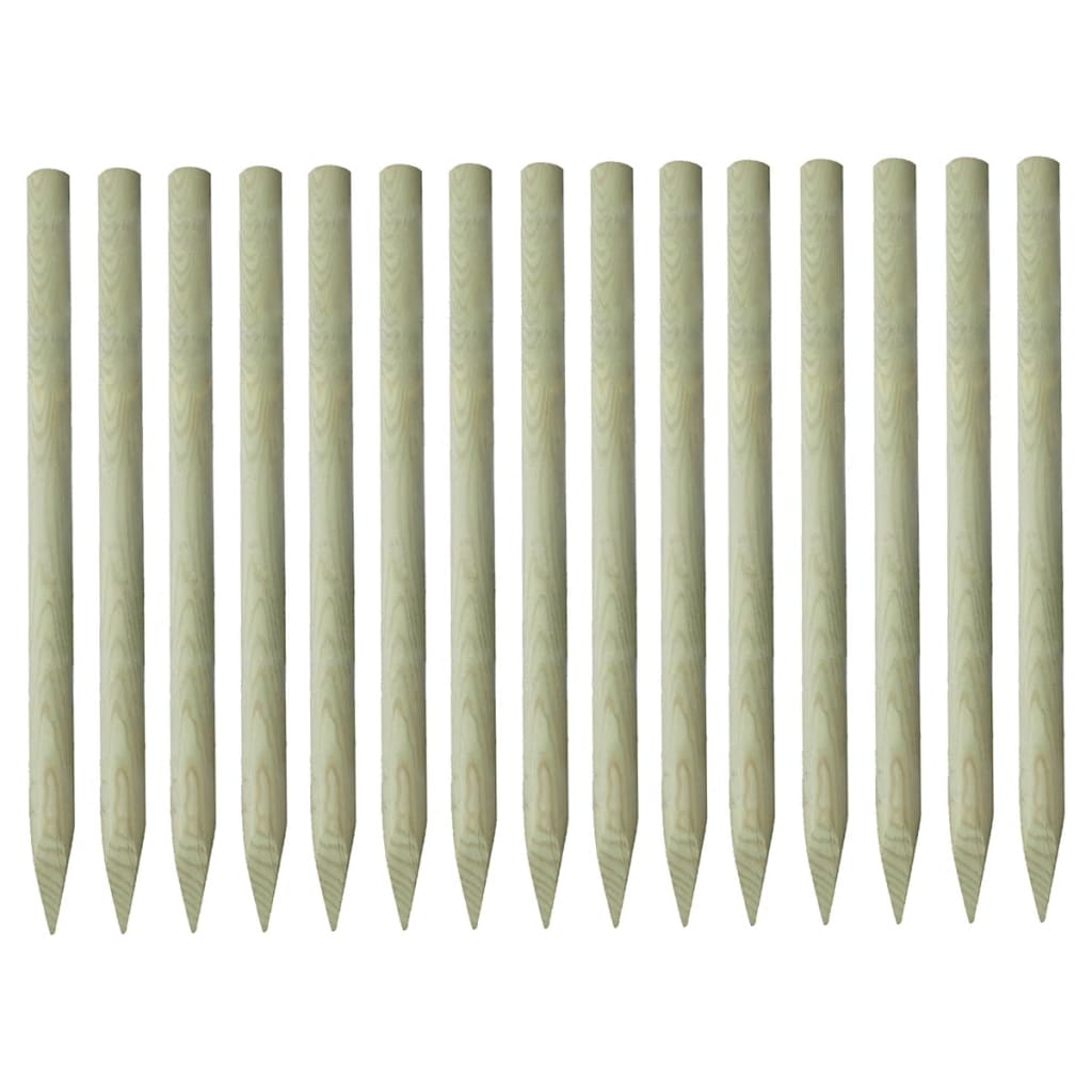 TopSellers-Pointed Fence Posts - 15 pcs Green Pinewood 4x150 cm Durable