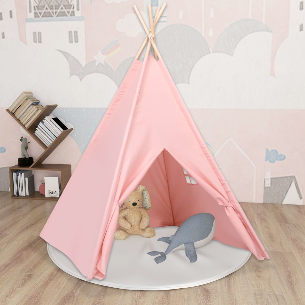 Kinder Tipi-Zelt mit Tasche Pfirsichhaut Rosa 120x120x150 cm