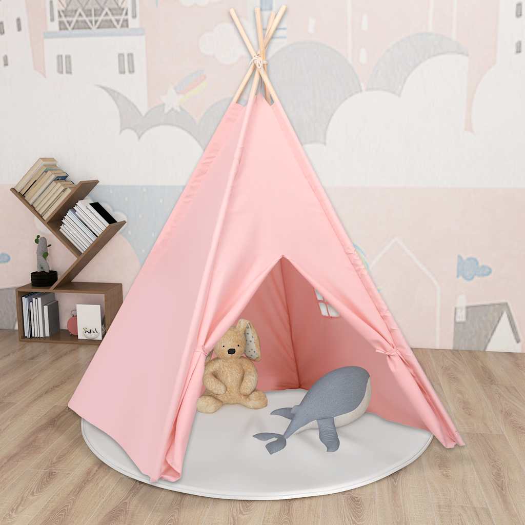 vidaXL Cort de copii teepee cu geantă, roz, 120x120x150 cm, piersică