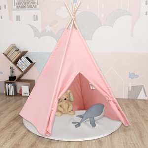 Otroški tipi šotor z vrečo peach skin roza 120x120x150 cm