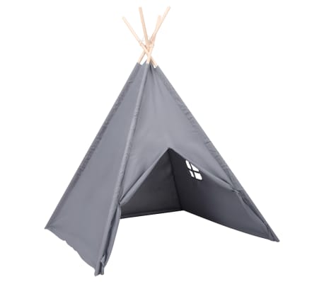 vidaXL Kinder Tipi-Zelt mit Tasche Pfirsichhaut Grau 120x120x150 cm