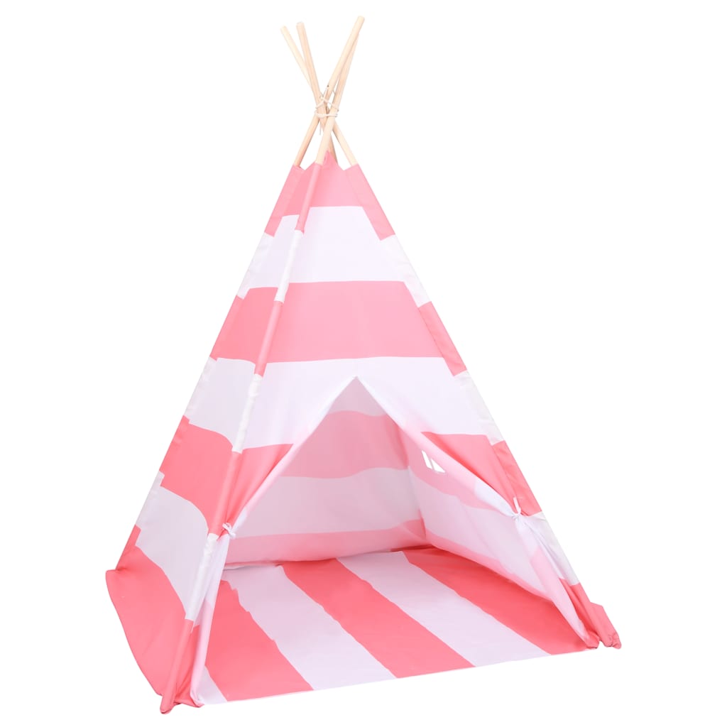 

vidaXL Kindertipitent met tas streeppatroon 120x120x150 cm peachskin