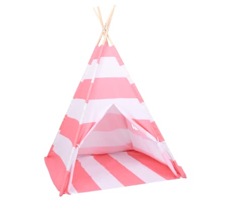 vidaXL Σκηνή Teepee Παιδική Ριγέ 120x120x150 εκ. Peach Skin με Σάκο