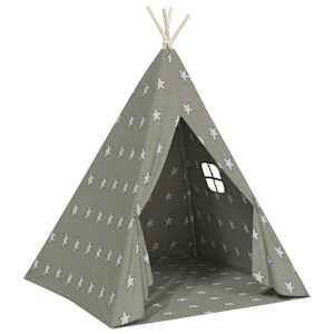 Dětské týpí s úložnou taškou polyester šedé 115x115x160 cm - obrázek 2