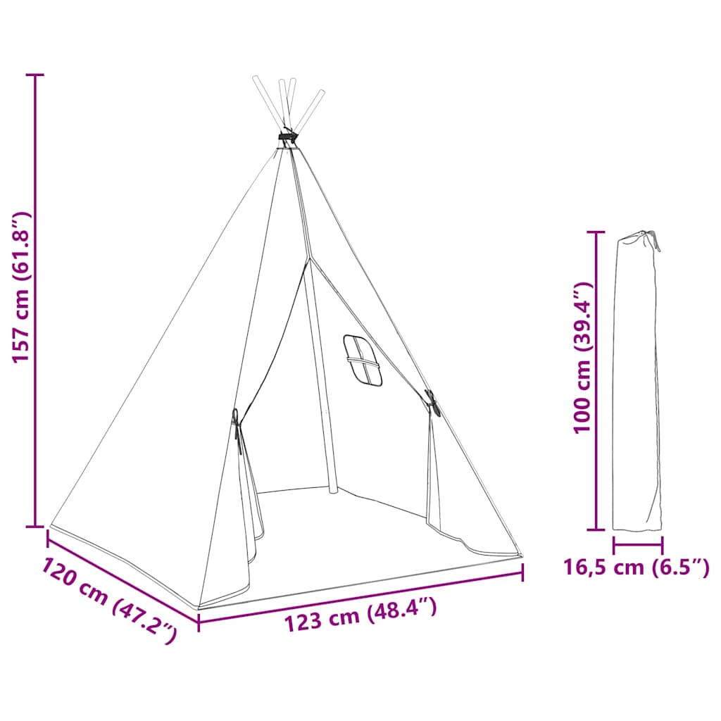 Kindertipitent met tas 115x115x160 cm polyester grijs - Afbeelding 10