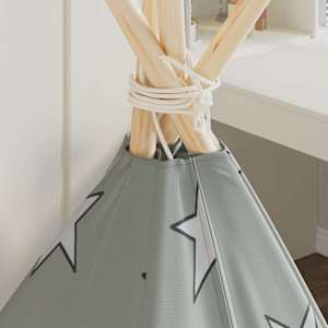 Dětské týpí s úložnou taškou polyester šedé 115x115x160 cm - obrázek 3