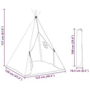Dětské týpí s úložnou taškou polyester šedé 115x115x160 cm - obrázek 10