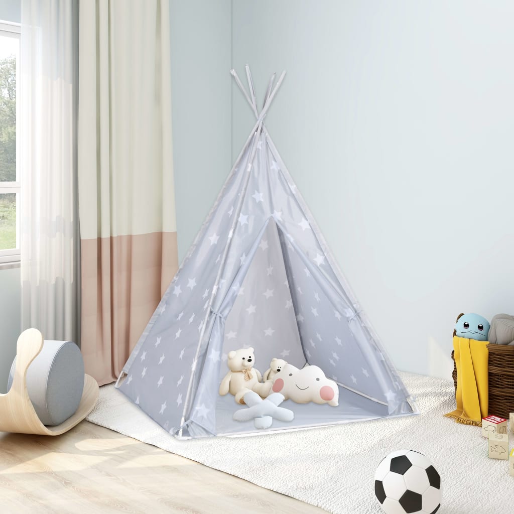 Kinder Tipi-Zelt mit Tasche Polyester Grau 115x115x160 cm