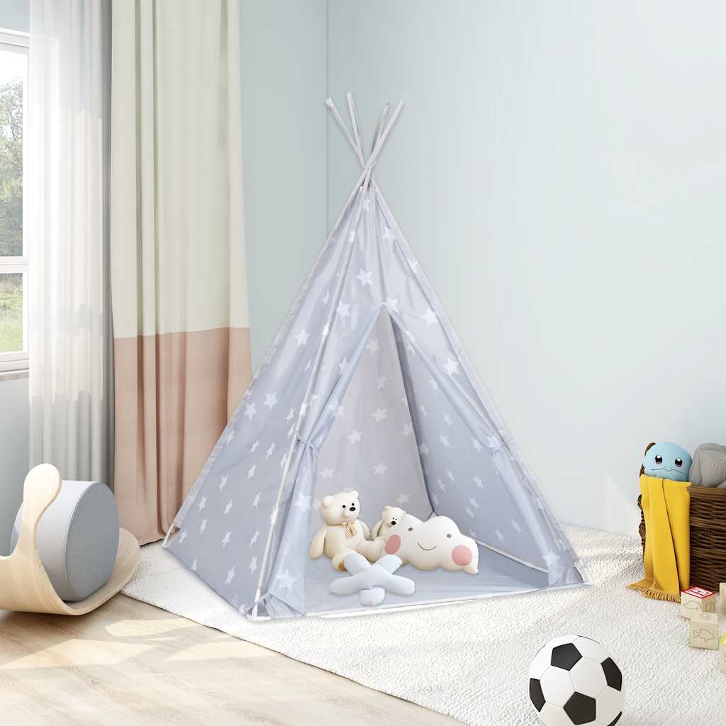 vidaXL Cort de copii teepee cu geantă, gri, 115x115x160 cm, poliester