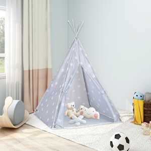 Dětské týpí s úložnou taškou polyester šedé 115x115x160 cm