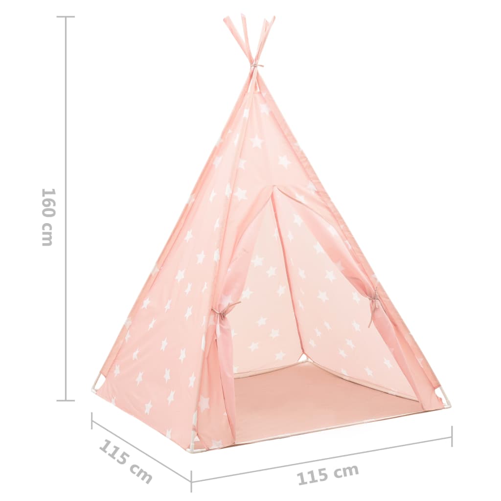 Kindertipitent met tas 115x115x160 cm polyester roze
