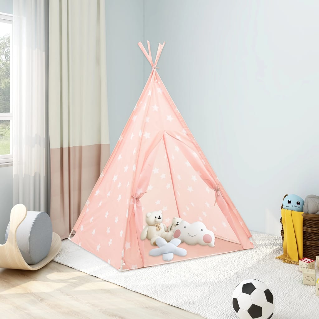 Kinder Tipi-Zelt mit Tasche Polyester Rosa 115x115x160 cm