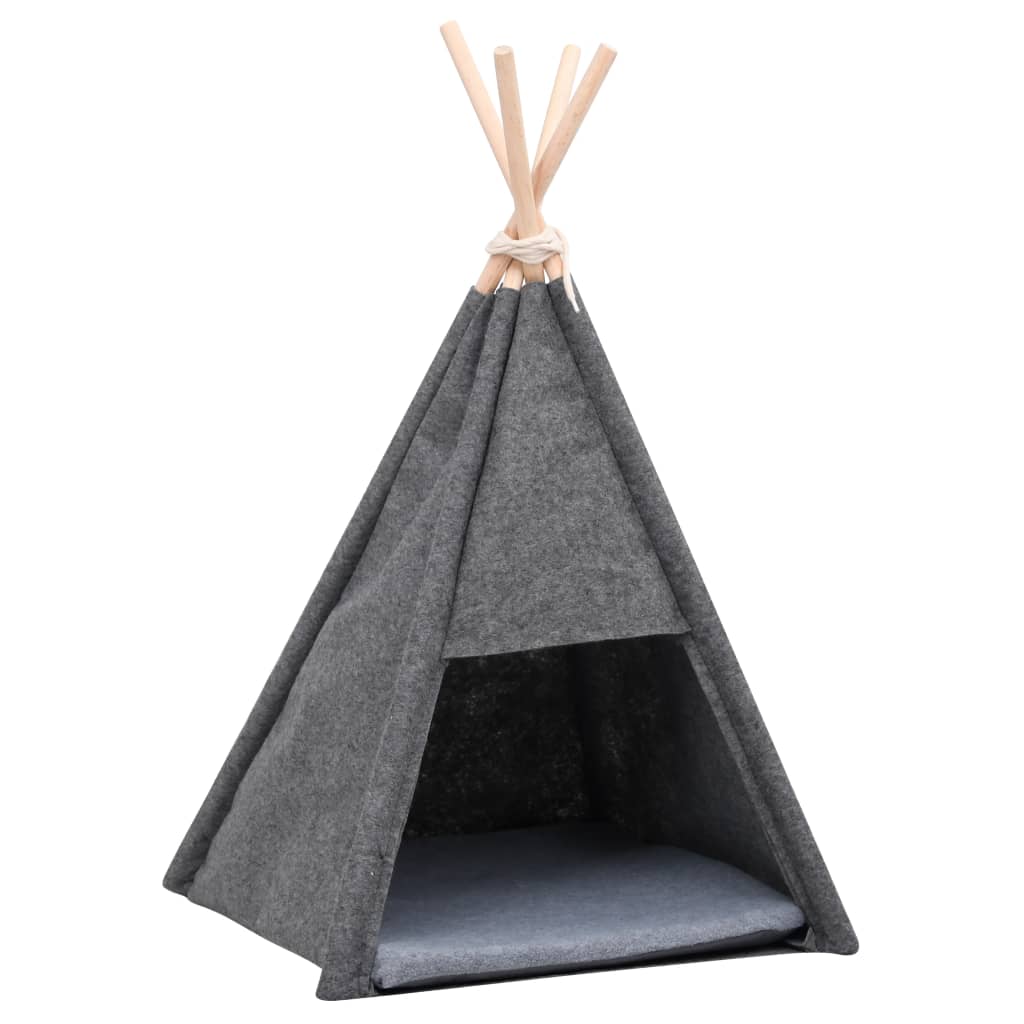 vidaXL Котешка палатка Типи с чанта, филц, черна, 40x40x70 см