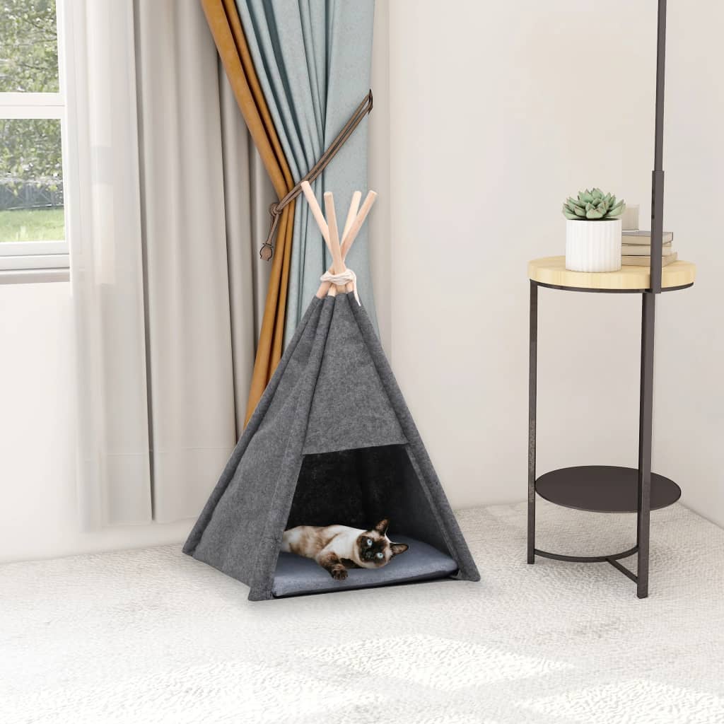 Katzen-Tipi-Zelt mit Tasche Filz Schwarz 40x40x70 cm kaufen