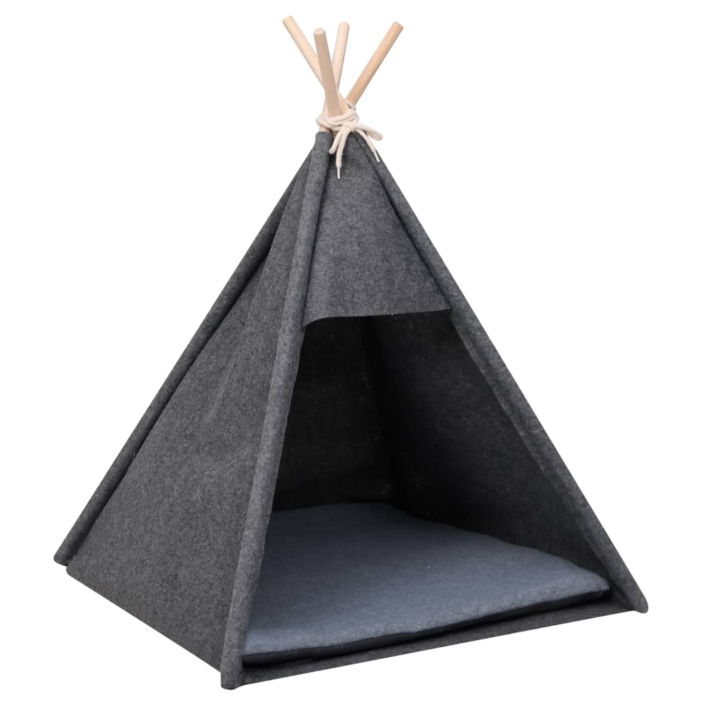 vidaXL Cort de pisici teepee cu geantă, negru, 60x60x70 cm, fetru