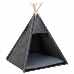 vidaXL Tenda teepee para gatos com saco 60x60x70 cm feltro preto