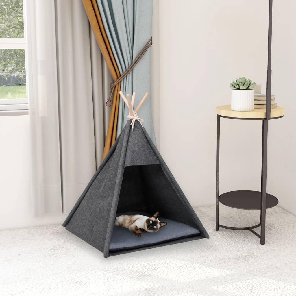 Katzen-Tipi-Zelt mit Tasche Filz Schwarz 60x60x70 cm kaufen