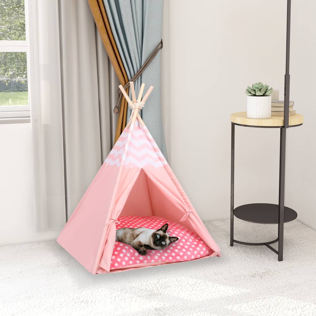 Šator tipi za mačke od breskvine kore ružičasti 60 x 60 x 70 cm