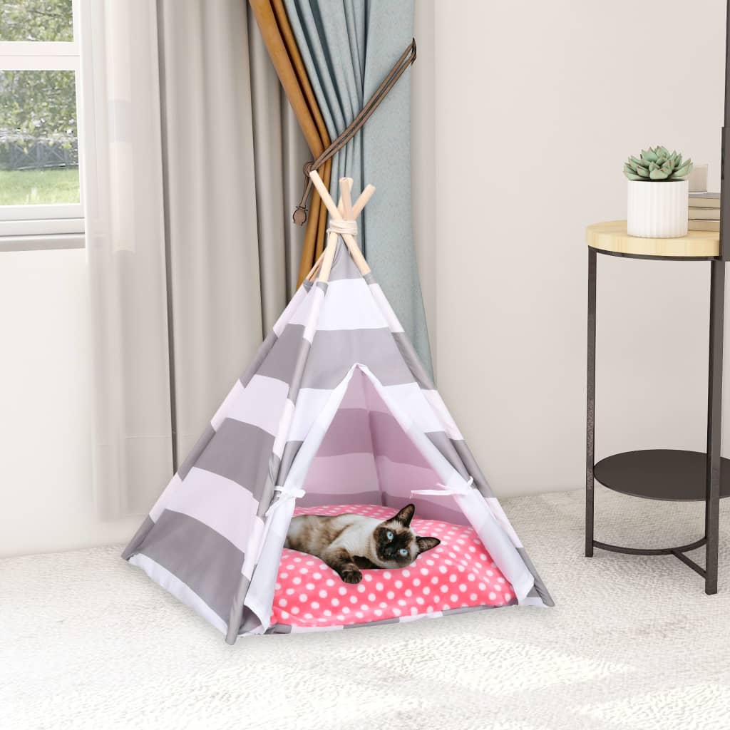 Katzen-Tipi-Zelt mit Tasche Pfirsichhaut Gestreift 60x60x70 cm kaufen